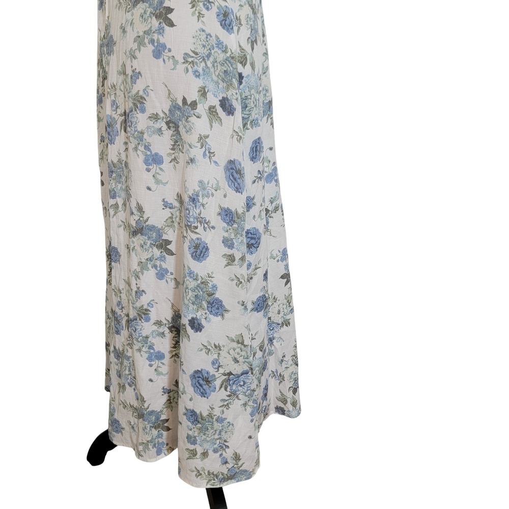 Audrey Parks Francesca's Blue Floral Tie Shoulder Midi Dress Square Neck Medium - Picture 10 of 15